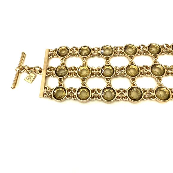 Banana Republic Gold-Tone 3 Row Openwork Bracelet Circular Links Toggle Clasp - Picture 7 of 13